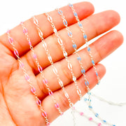 925 Sterling Silver Enamel Flat Marina Chains